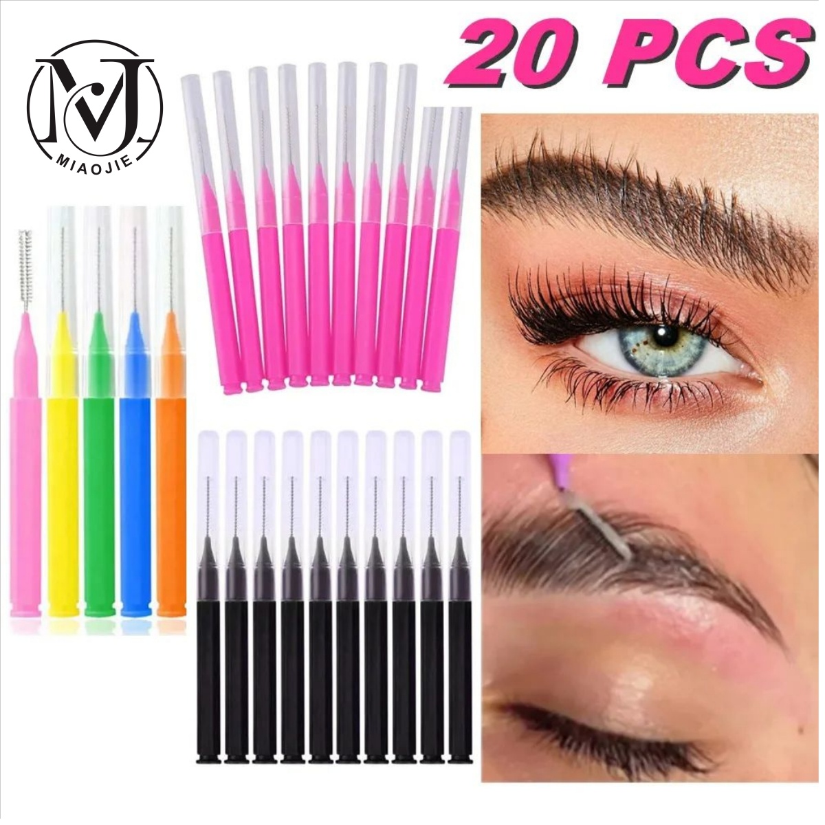 Micro Brush Applicator - MJ 20 шт. мини-кисть для бровей,
