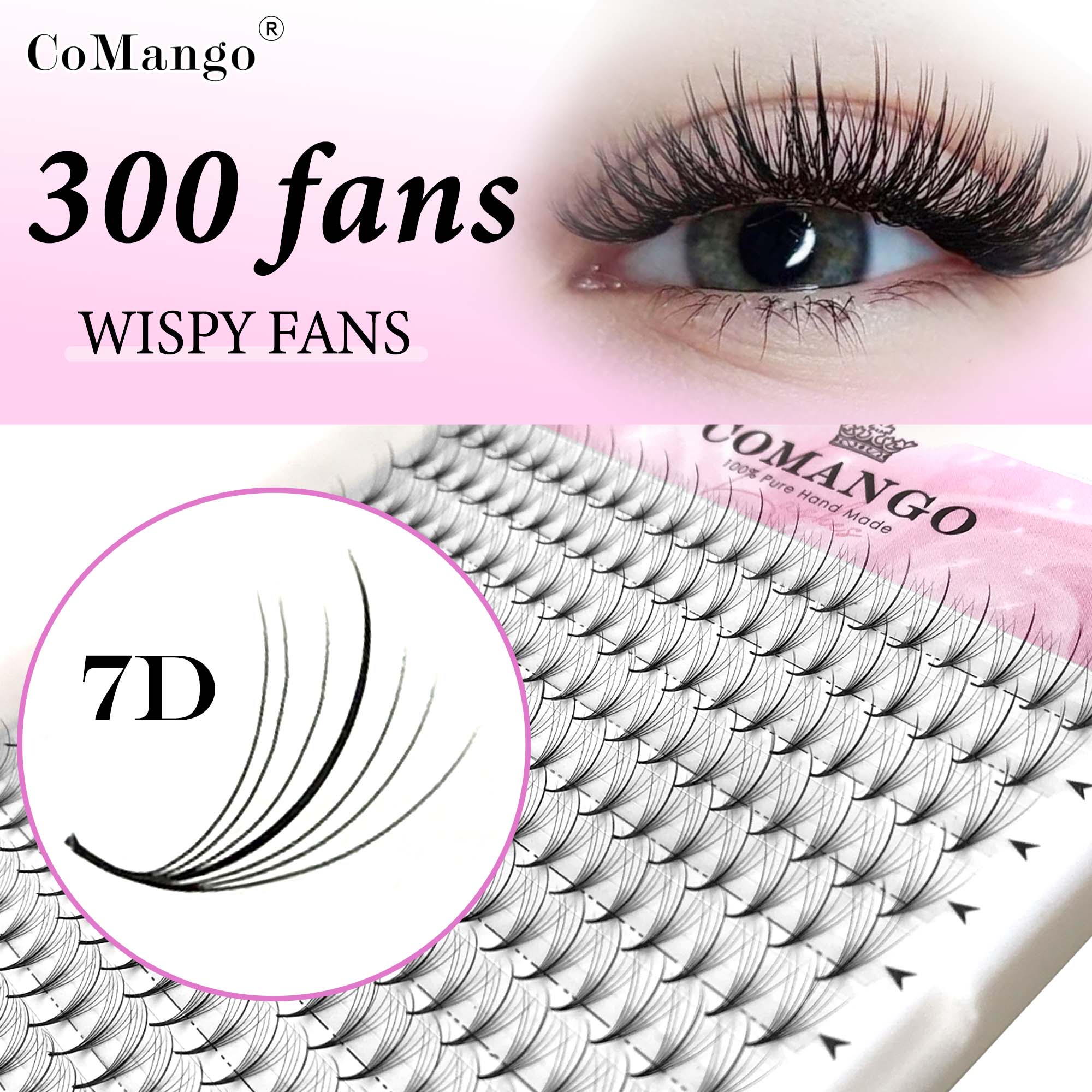 Eyelash Extension Hybrid - CoMango 7D Wispy Premade Fans Наращивание