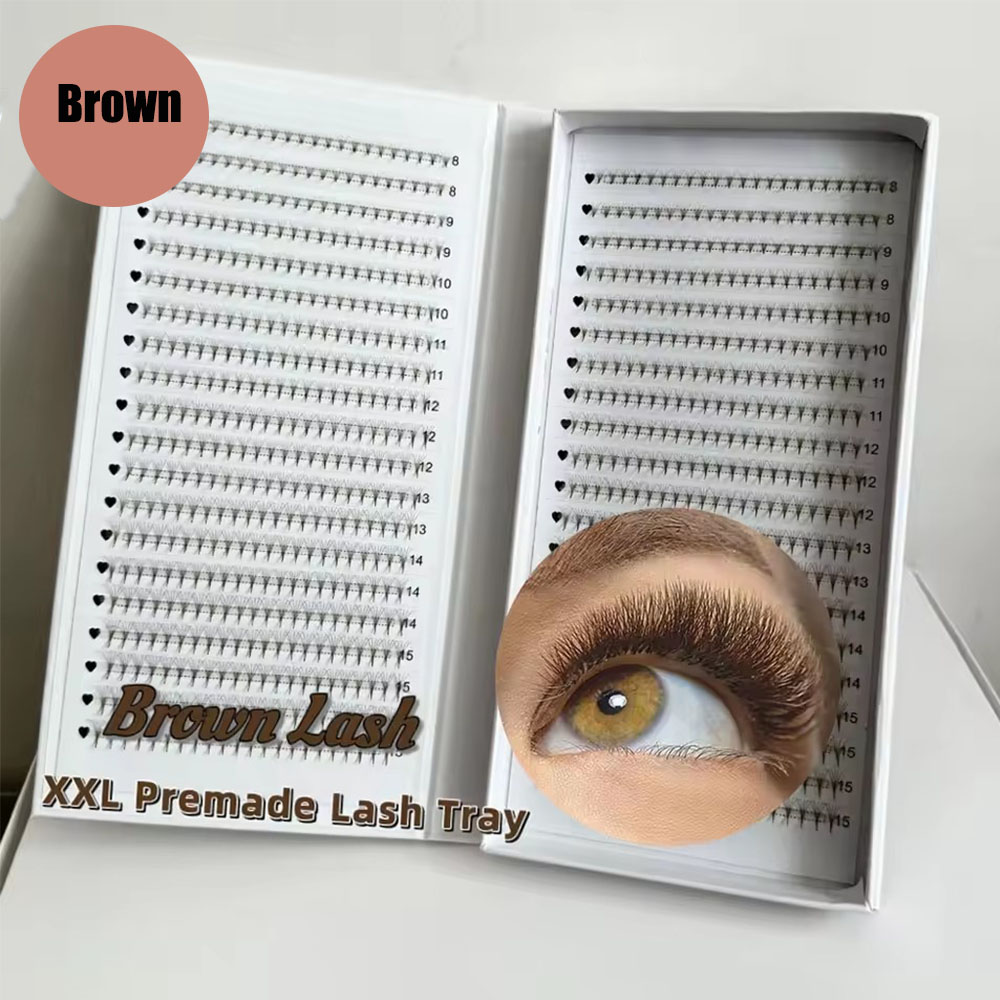 Eyelash Extension Hybrid - 1200Fans 3D 8D 5D Коричневый цвет