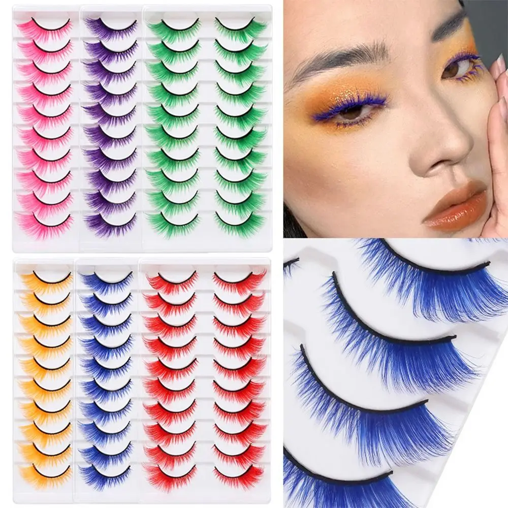 10 пар драматических цветных р – обзор и цена Eyelash Extension Cat Eye